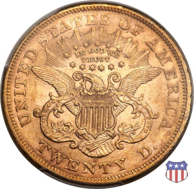 Liberty Head - Motto, Value TWENTY D. (1866-1876) 1867 (San Francisco)