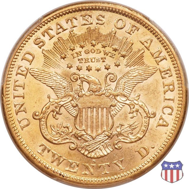 Liberty Head - Motto, Value TWENTY D. (1866-1876) 1868 (San Francisco)