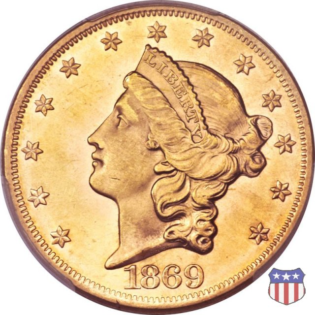 Liberty Head - Motto, Value TWENTY D. (1866-1876) 1869 (Philadelphia)