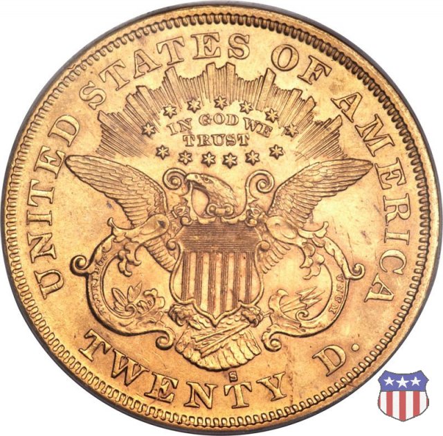 Liberty Head - Motto, Value TWENTY D. (1866-1876) 1876 (San Francisco)