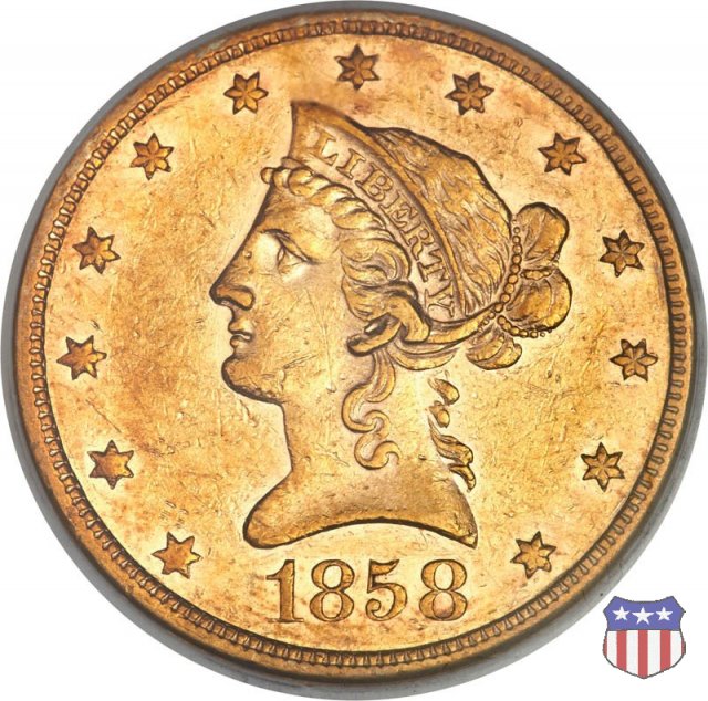 Liberty Head, No Motto Above Eagle (1838-1866) 1858 (Philadelphia)