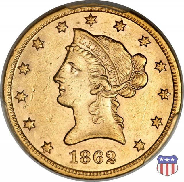 Liberty Head, No Motto Above Eagle (1838-1866) 1862 (San Francisco)