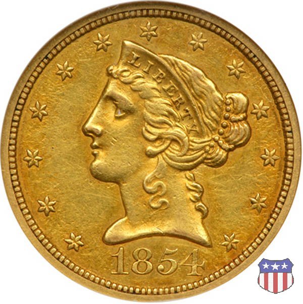 Liberty Head, No Motto above Eagle (1839-1866) 1854 (New Orleans)