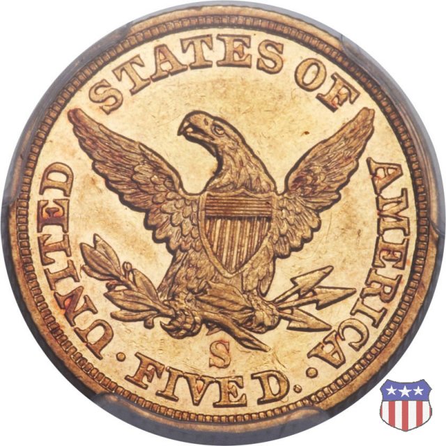 Liberty Head, No Motto above Eagle (1839-1866) 1857 (San Francisco)