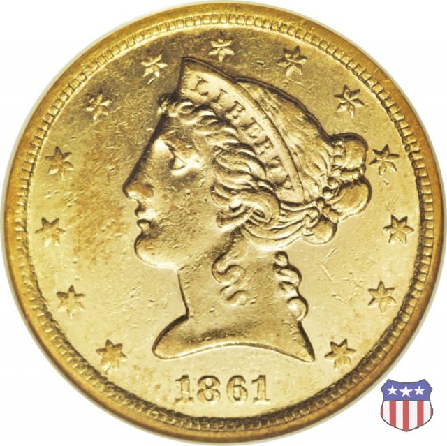 Liberty Head, No Motto above Eagle (1839-1866) 1861 (Charlotte)