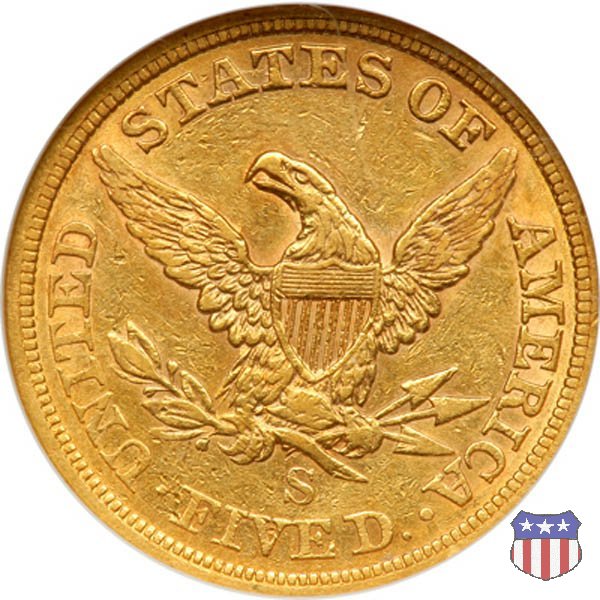 Liberty Head, No Motto above Eagle (1839-1866) 1863 (San Francisco)