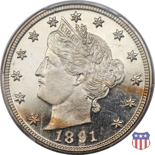 Liberty Head or V-Nickel (1883-1913) 1891 (Philadelphia)