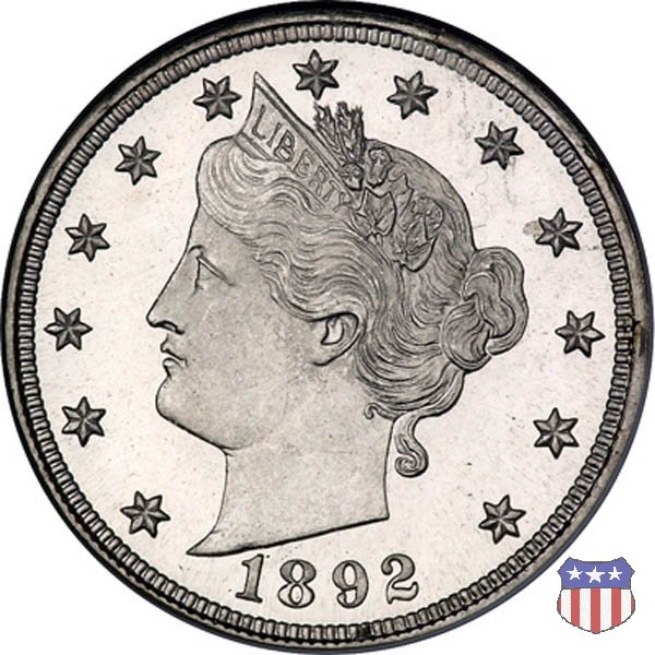 Liberty Head or V-Nickel (1883-1913) 1892 (Philadelphia)