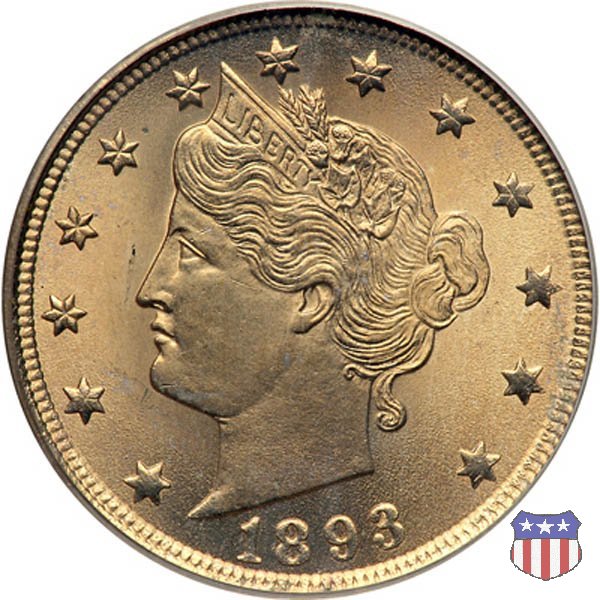 Liberty Head or V-Nickel (1883-1913) 1893 (Philadelphia)