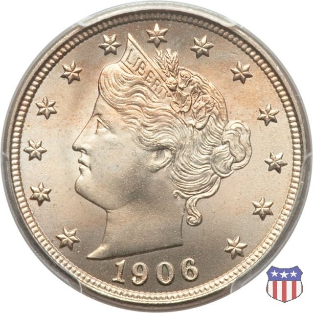 Liberty Head or V-Nickel (1883-1913) 1906 (Philadelphia)