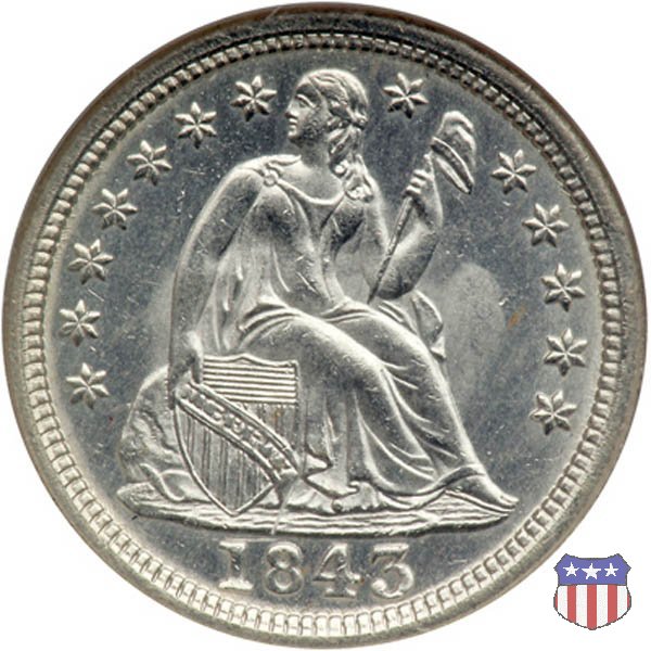 Liberty Seated - Variety 2 (1838-1860) 1843 (Philadelphia)