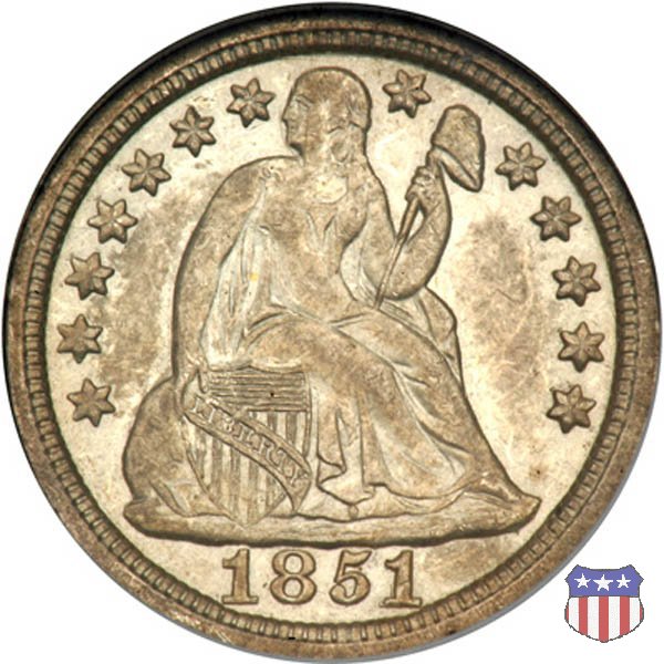 Liberty Seated - Variety 2 (1838-1860) 1851 (Philadelphia)