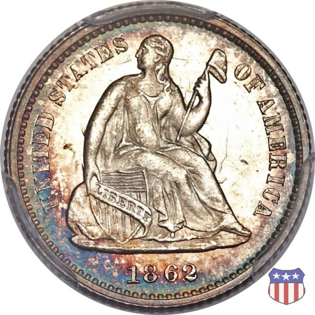 Liberty Seated - Variety 4 (1860-1873) 1862 (Philadelphia)