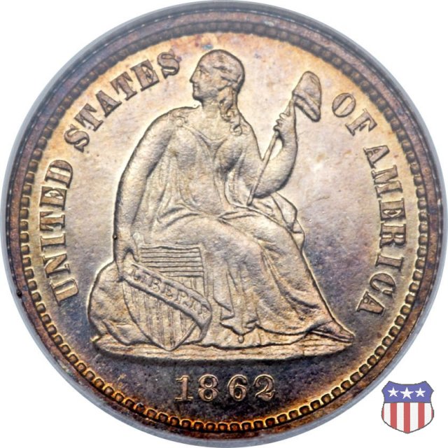 Liberty Seated - Variety 4 (1860-1873) 1862 (Philadelphia)