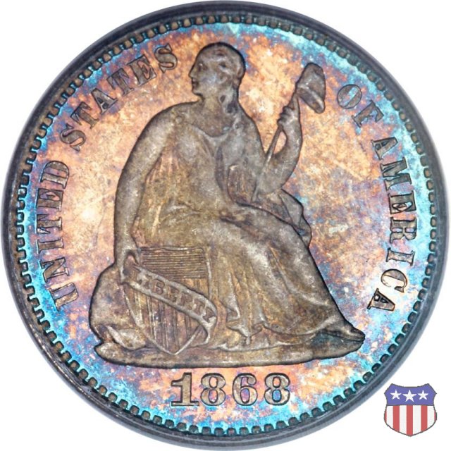 Liberty Seated - Variety 4 (1860-1873) 1868 (Philadelphia)