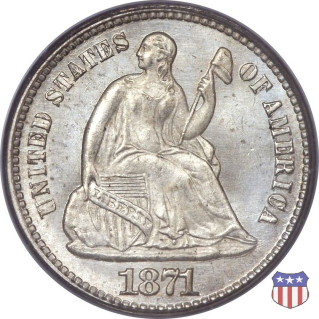 Liberty Seated - Variety 4 (1860-1873) 1871 (Philadelphia)