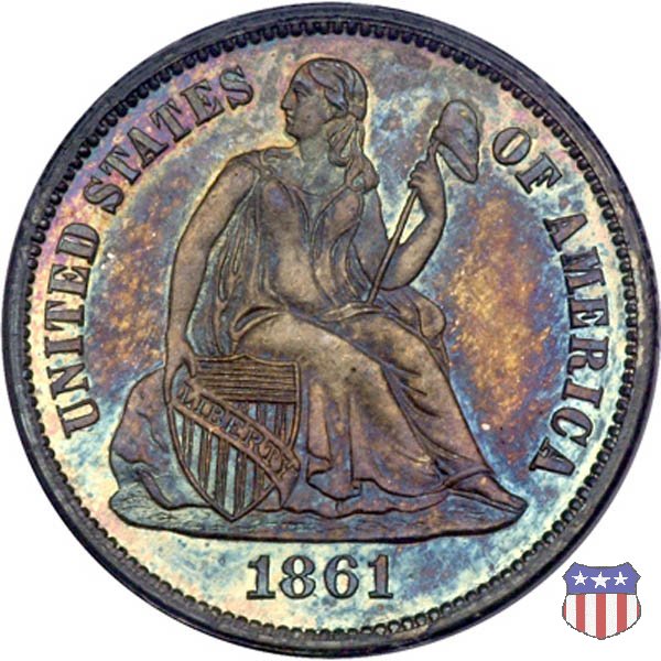 Liberty Seated - Variety 4 (1860-1891) 1861 (Philadelphia)