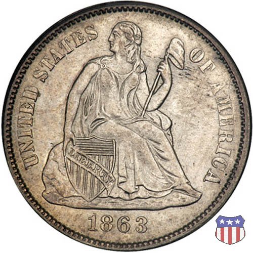 Liberty Seated - Variety 4 (1860-1891) 1863 (San Francisco)