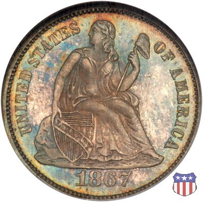 Liberty Seated - Variety 4 (1860-1891) 1867 (Philadelphia)