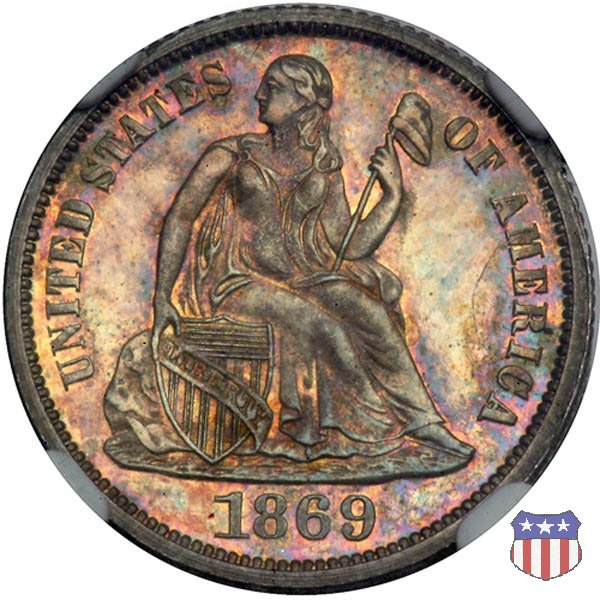 Liberty Seated - Variety 4 (1860-1891) 1869 (Philadelphia)