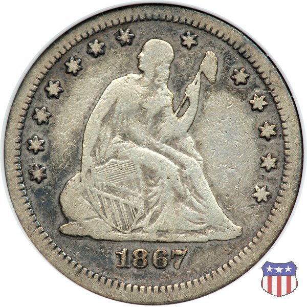 Liberty Seated - Variety 4 (1866-1891) 1867 (Philadelphia)