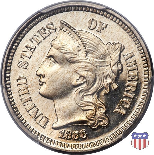 Nickel Three Cent (1865-1889) 1866 (Philadelphia)