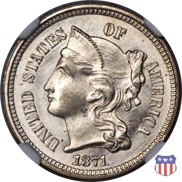 Nickel Three Cent (1865-1889) 1871 (Philadelphia)