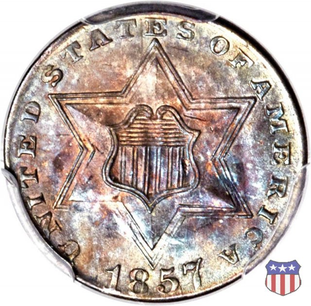 Silver Three Cent (Trimes) (1851-1873) 1857 (Philadelphia)