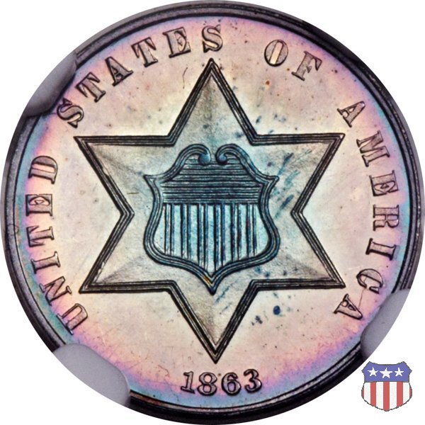 Silver Three Cent (Trimes) (1851-1873) 1863 (Philadelphia)