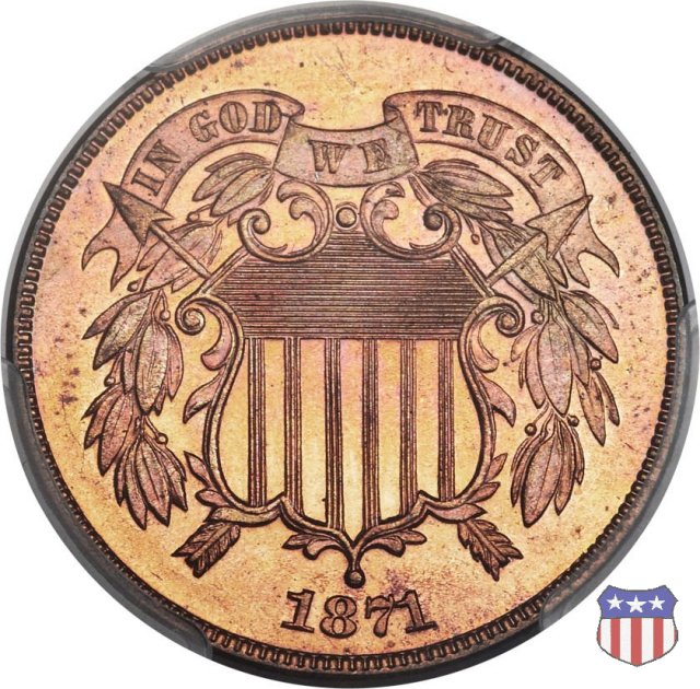 Two Cents "Union Shield" (1864-1873) 1871 (Philadelphia)