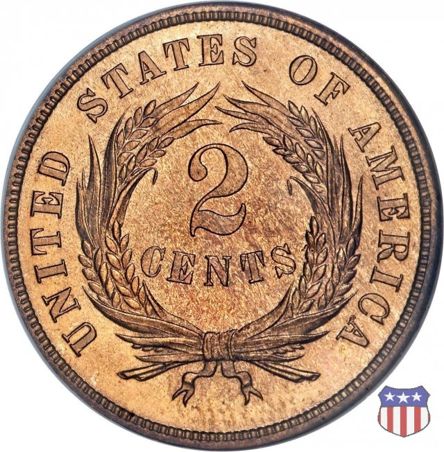 Two Cents "Union Shield" (1864-1873) 1871 (Philadelphia)