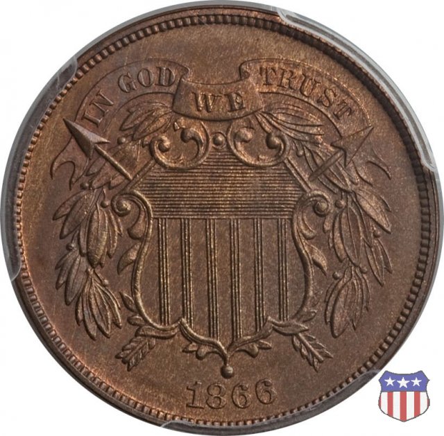 Two Cents "Union Shield" (1864-1873) 1865 (Philadelphia)