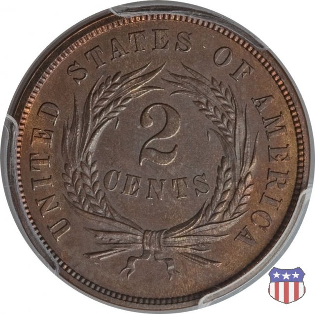 Two Cents "Union Shield" (1864-1873) 1865 (Philadelphia)