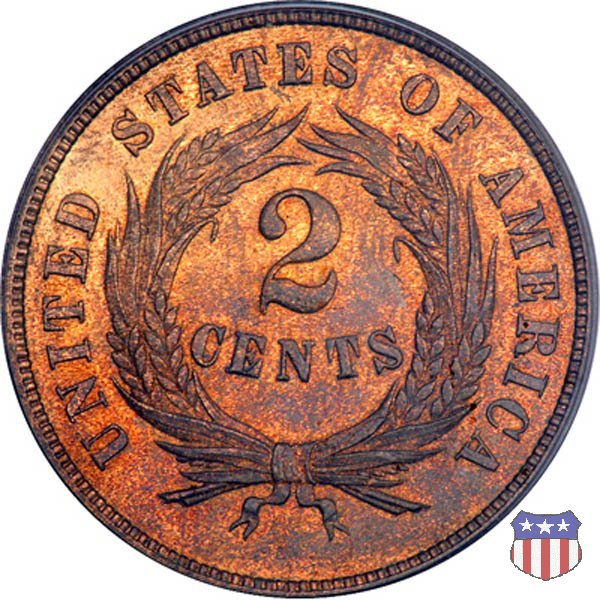 Two Cents "Union Shield" (1864-1873) 1866 (Philadelphia)