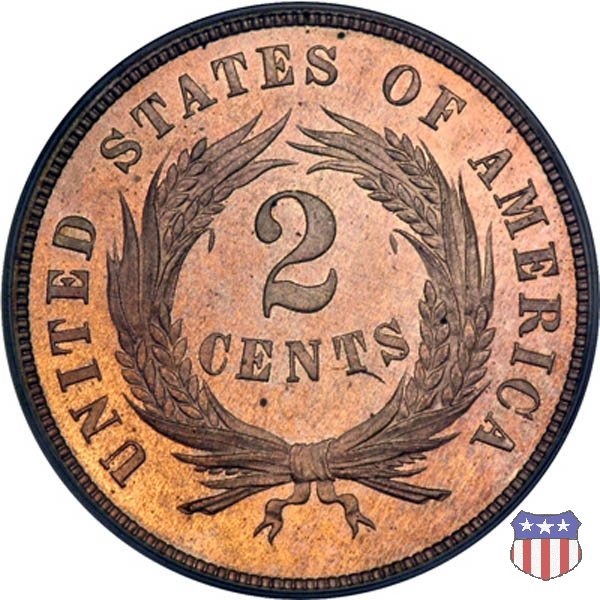 Two Cents "Union Shield" (1864-1873) 1866 (Philadelphia)