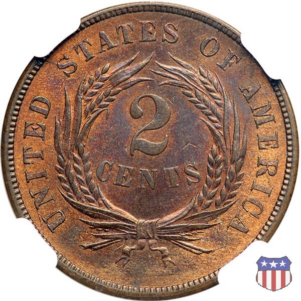 Two Cents "Union Shield" (1864-1873) 1867 (Philadelphia)