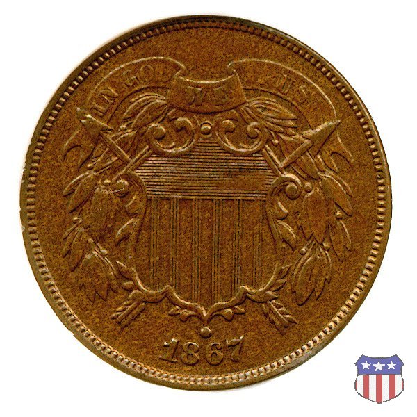 Two Cents "Union Shield" (1864-1873) 1867 (Philadelphia)