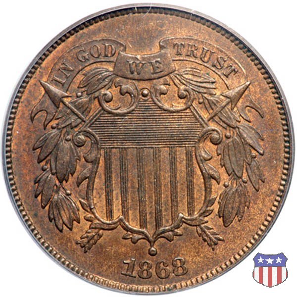 Two Cents "Union Shield" (1864-1873) 1868 (Philadelphia)