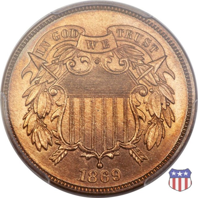 Two Cents "Union Shield" (1864-1873) 1869 (Philadelphia)