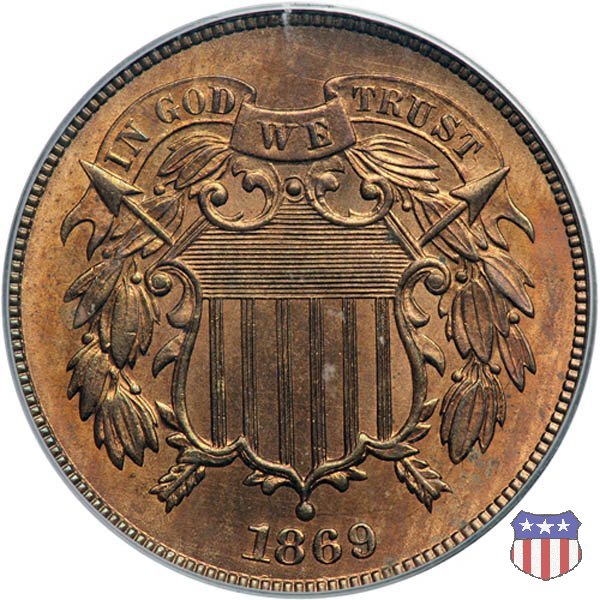 Two Cents "Union Shield" (1864-1873) 1869 (Philadelphia)