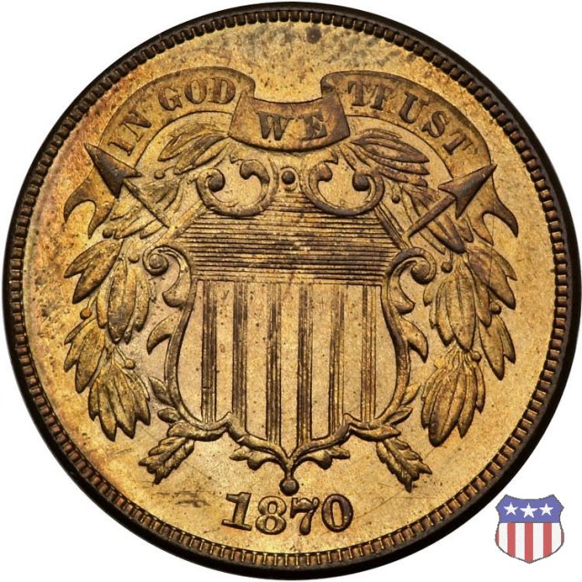 Two Cents "Union Shield" (1864-1873) 1870 (Philadelphia)