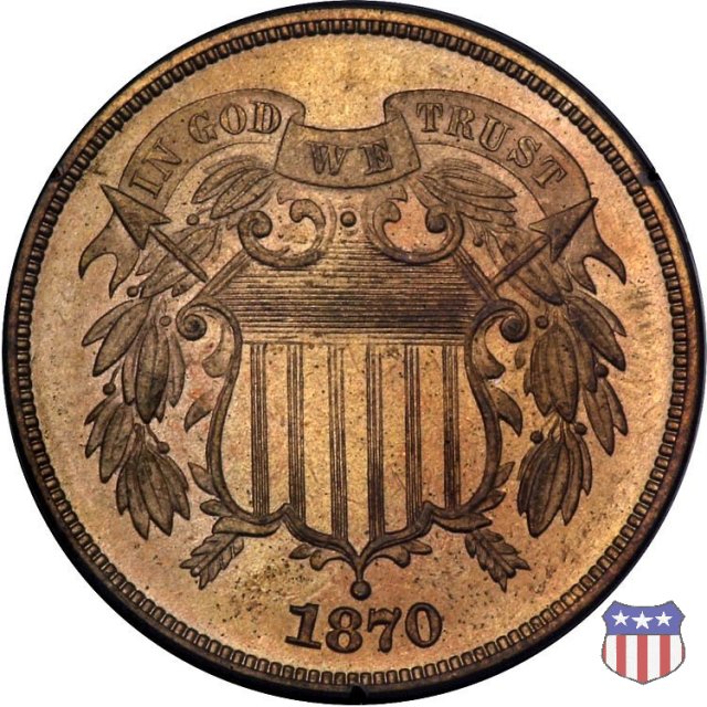 Two Cents "Union Shield" (1864-1873) 1870 (Philadelphia)