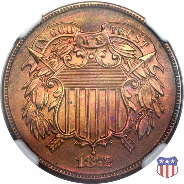 Two Cents "Union Shield" (1864-1873) 1872 (Philadelphia)