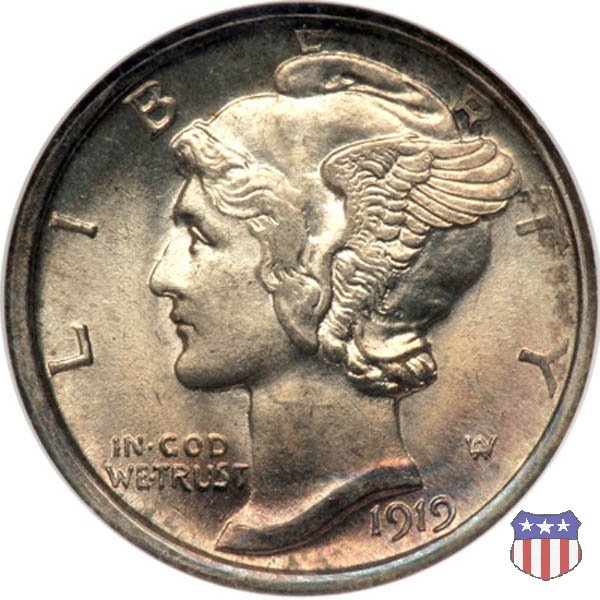 Winged Liberty Head or Mercury (1916-1945) 1919 (Denver)