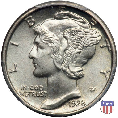 Winged Liberty Head or Mercury (1916-1945) 1928 (Philadelphia)