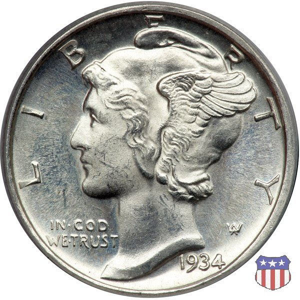 Winged Liberty Head or Mercury (1916-1945) 1934 (Denver)