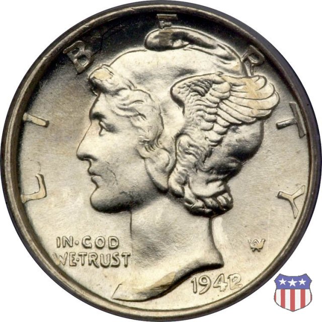 Winged Liberty Head or Mercury (1916-1945) 1942 (Philadelphia)