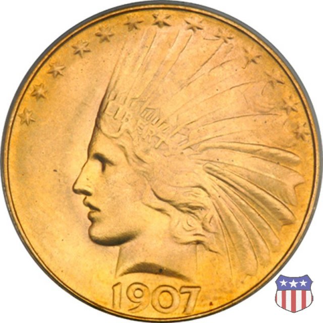 Indian Head, No Motto on Reverse (1907-1908) 1907 (Philadelphia)