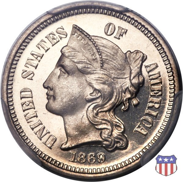 Nickel Three Cent (1865-1889) 1869 (Philadelphia)