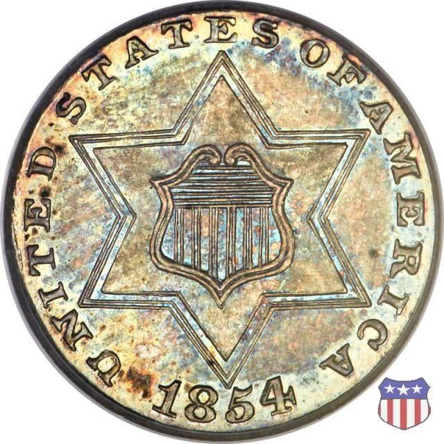 Silver Three Cent (Trimes) (1851-1873) 1854 (Philadelphia)